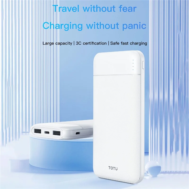 TOTU PPB-1015 20000mAh Portable Charger Travel Power Bank with Dual USB Output Battery Pack - Black