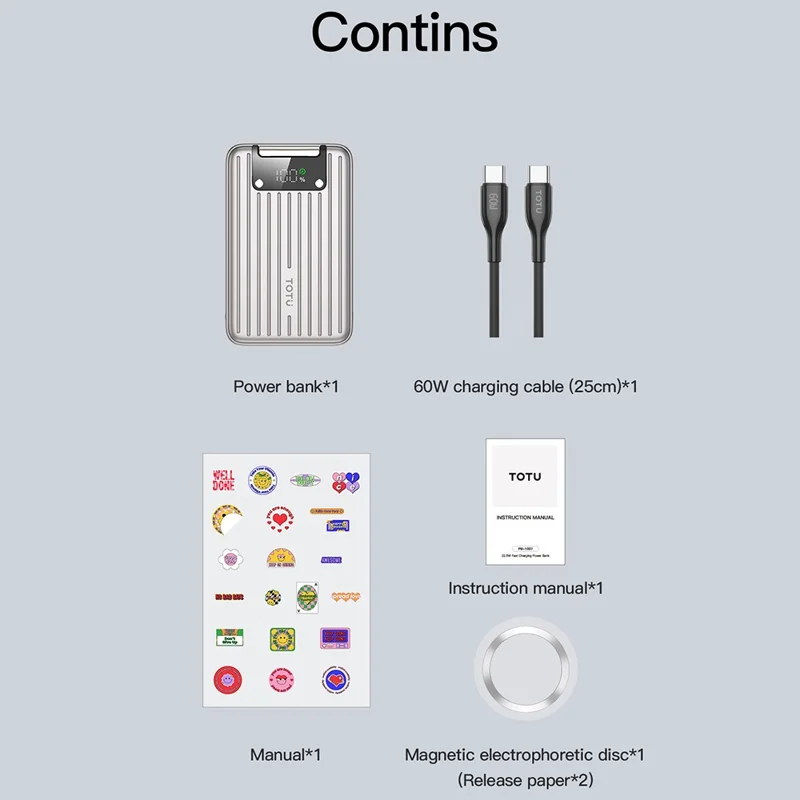 TOTU PB-1007 10000mAh Magnetic Wireless Charging Power Bank Digital Display Charger with Stand - Sliver