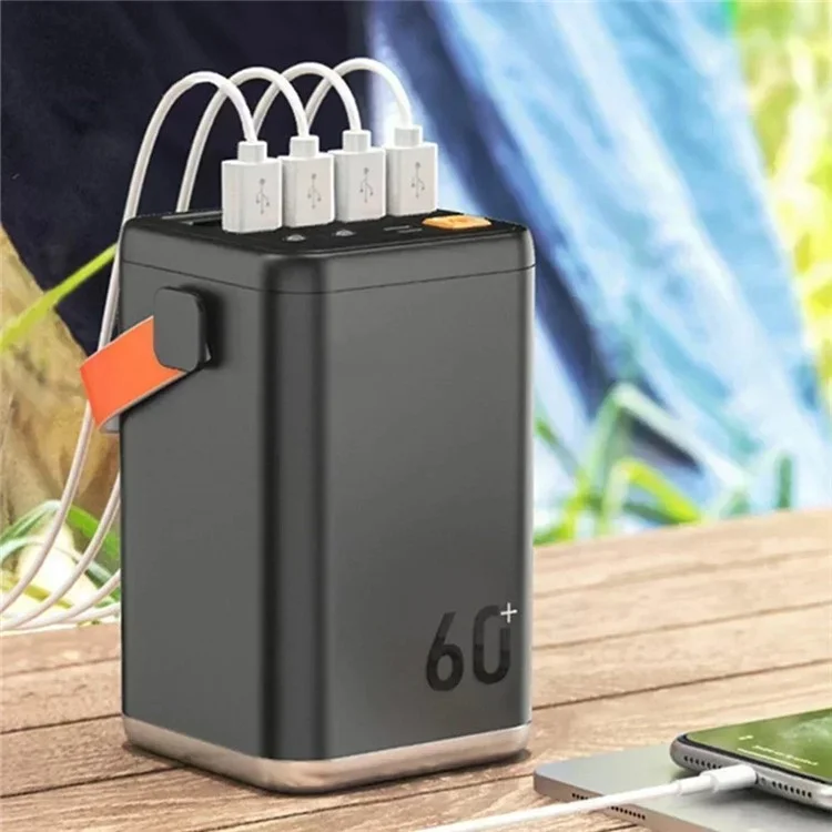 YT2030-V1.1 Alimentatore Per Esterni 60000mah Power Bank Super Potenza 35W Caricatore Portatile di Ricarica Rapida Con Luce a LED Per il Campeggio a Casa Del Notebook - Grigio