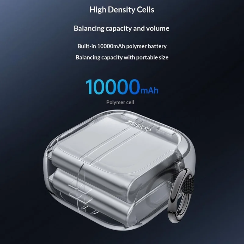 YESIDO MH158-B 10000mAh Power Bank 20W Fast Charging Built-in Cable Mini Portable Charger