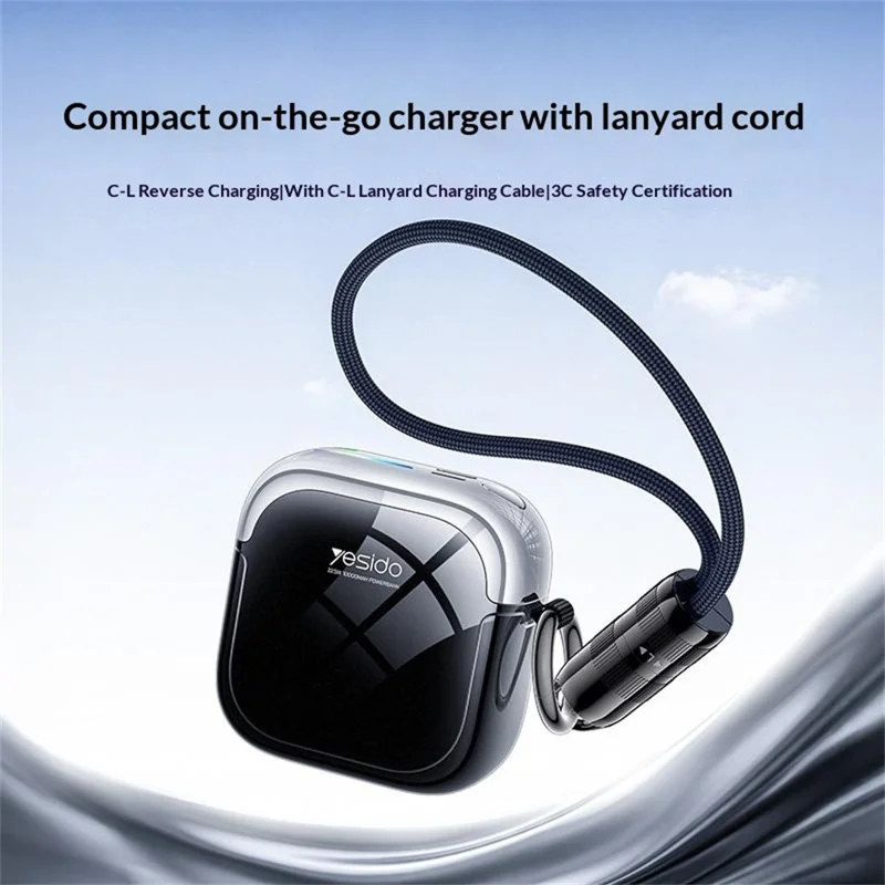 YESIDO MH158-B 10000mAh Power Bank 20W Fast Charging Built-in Cable Mini Portable Charger