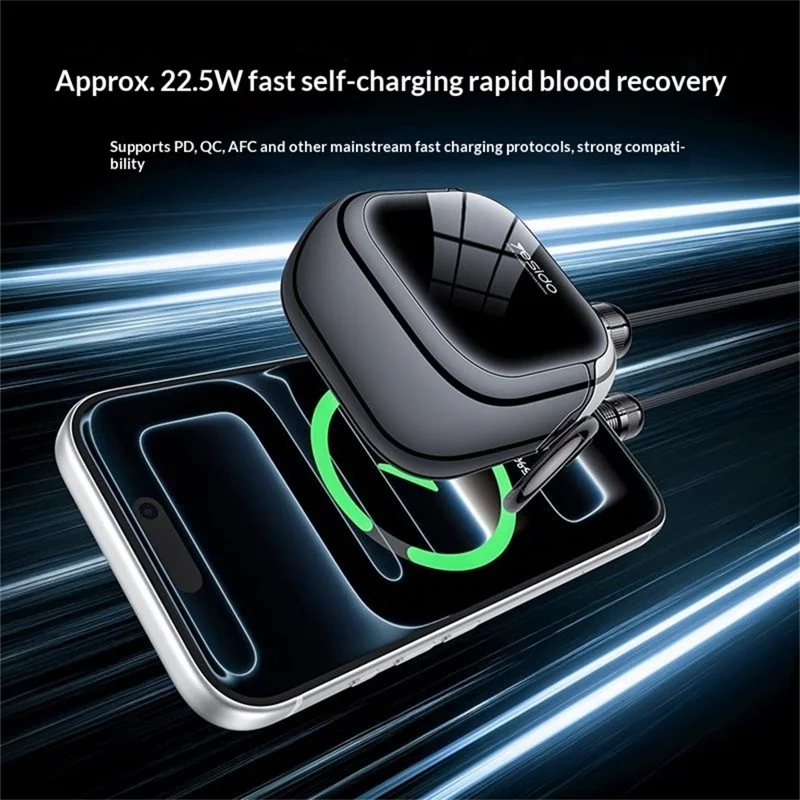 YESIDO MH158-B 10000mAh Power Bank 20W Fast Charging Built-in Cable Mini Portable Charger