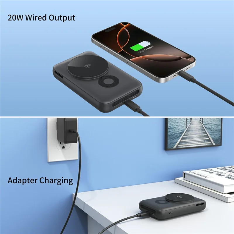 MC06 10000mAh Qi2 Wireless Power Bank with O-Ring Stand 15W Fast Charging Magnetic Cooling Portable Charger for iPhone
