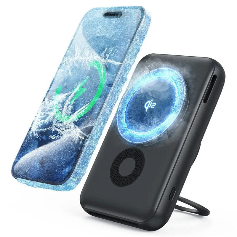 MC06 10000mAh Qi2 Wireless Power Bank with O-Ring Stand 15W Fast Charging Magnetic Cooling Portable Charger for iPhone