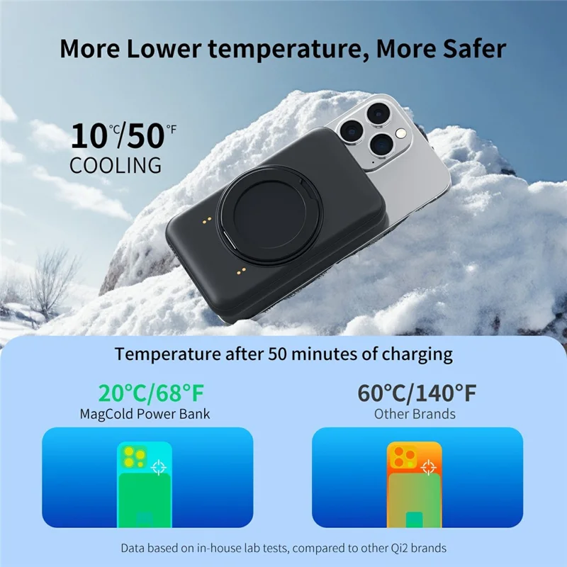 MC06 10000mAh Qi2 Wireless Power Bank with O-Ring Stand 15W Fast Charging Magnetic Cooling Portable Charger for iPhone