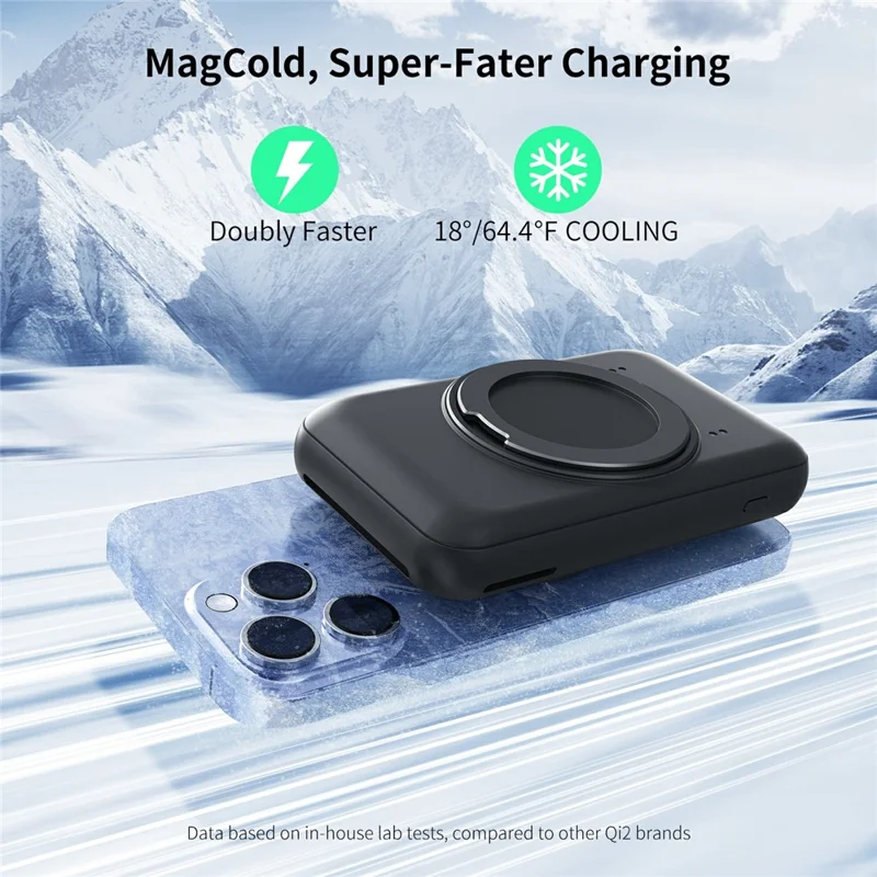 MC06 10000mAh Qi2 Wireless Power Bank with O-Ring Stand 15W Fast Charging Magnetic Cooling Portable Charger for iPhone