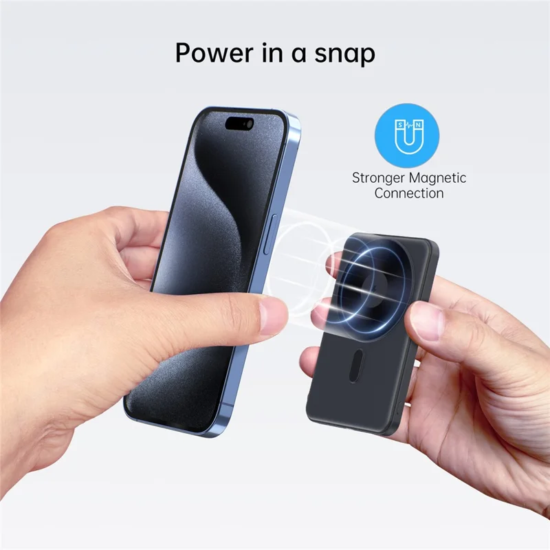 MP08 5000mAh Magnetic Power Bank Compatible with MagSafe 15W Portable Wireless Charger - Black