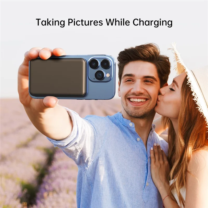 MP08 5000mAh Magnetic Power Bank Compatible with MagSafe 15W Portable Wireless Charger - Black