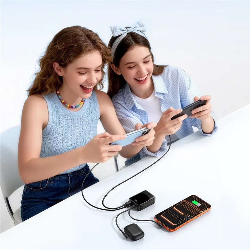 JOYROOM JR-PC1 Power Bank 10000mAh 22.5W Fast Charging with Built-in Dual Cables - White