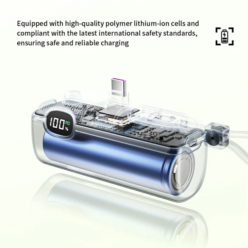 WEKOME WP-35 5000mAh Power Bank 22.5W Fast Charging Built-in Cable LED Display Portable Charger - Green