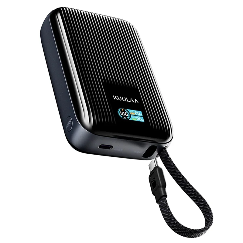 KUULAA KL-YD120 20000mAh Power Bank 45W PD Fast Charging TFT Display Charger with Built-in Cable - Blue