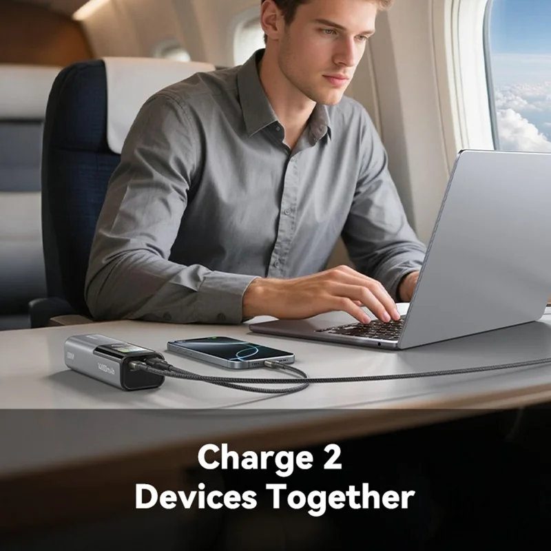 KUULAA KL-YD78 14000mAh Mini Power Bank 100W PD Fast Charging Smart TFT Display Portable Charger - Tarnish