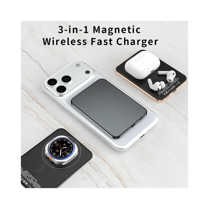 C70 5000mAh Ultra Slim Magnetic Power Bank 15W Dual Cooling Compatible with MagSafe Wireless Charger - Silver
