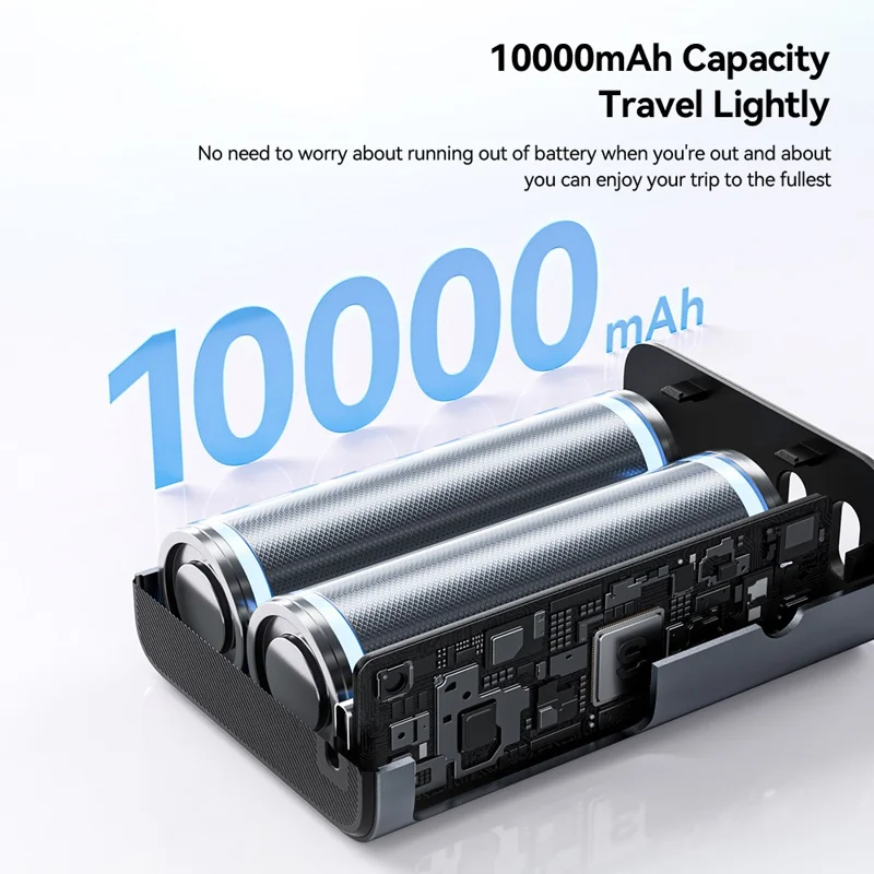 ESSAGER ES-D026 45W Smart Display 10000mAh Power Bank TFT-skærm med indbygget Type-C-kabel 45W hurtigopladning - Sort