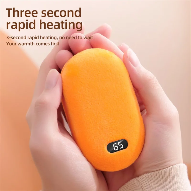 3-Temperature Flannel Hand Warmer Power Bank 3000mAh USB Rechargeable Portable Heater for Winter - Orange