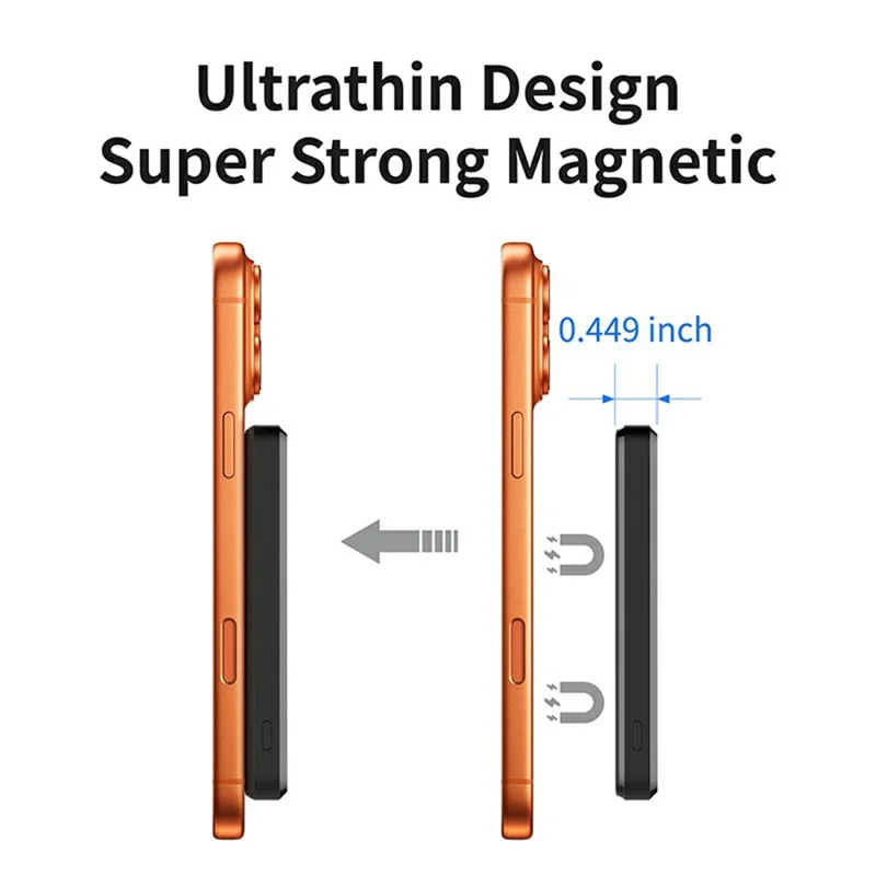 C0525 5000mAh Banco de Energía Inalámbrico Magnético Cargador Portátil de Carga Rápida 15W - Negro