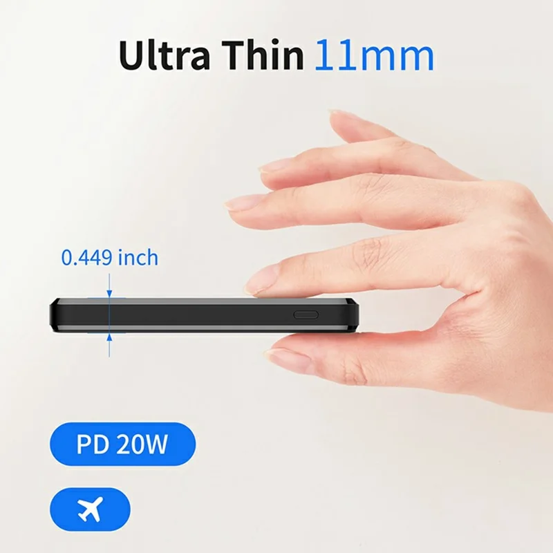 C0525 5000mAh Banco de Energía Inalámbrico Magnético Cargador Portátil de Carga Rápida 15W - Negro
