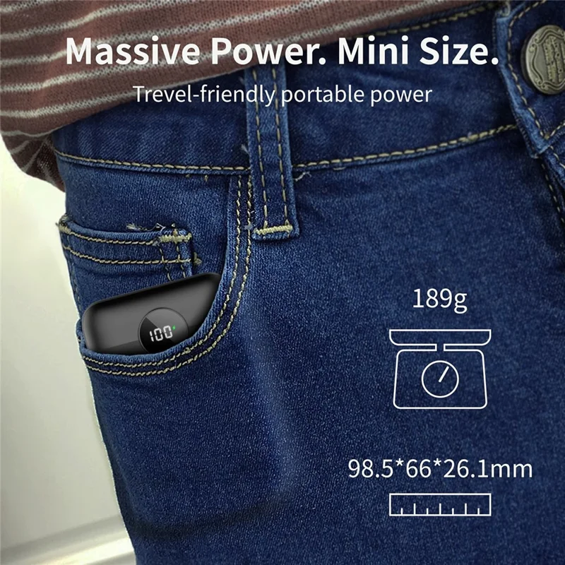 C1020 Digital Display Power Bank 10000mAh 22,5W Fast Charging Tragbares Ladegerät - Schwarz