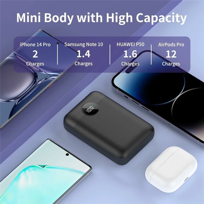 C1020 Digital Display Power Bank 10000mAh 22,5W Fast Charging Tragbares Ladegerät - Schwarz