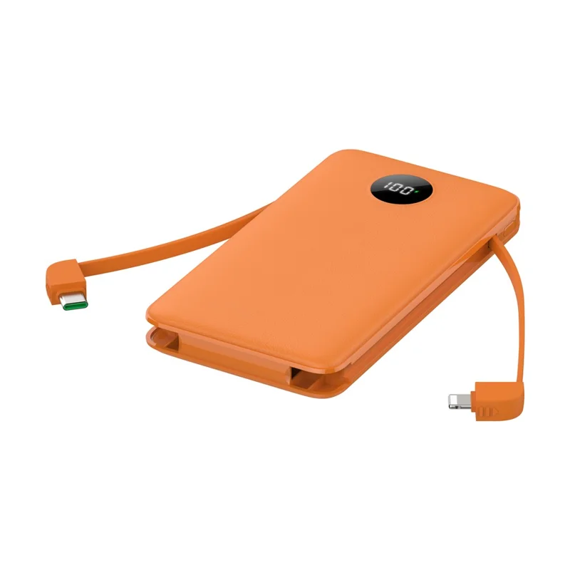 C1029 Power Bank 10000mAh 22,5 W Schnellladung mit integrierten Kabeln LED-Anzeige tragbares Ladegerät - Orange