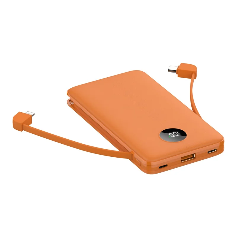 C1029 Power Bank 10000mAh 22,5 W Schnellladung mit integrierten Kabeln LED-Anzeige tragbares Ladegerät - Orange