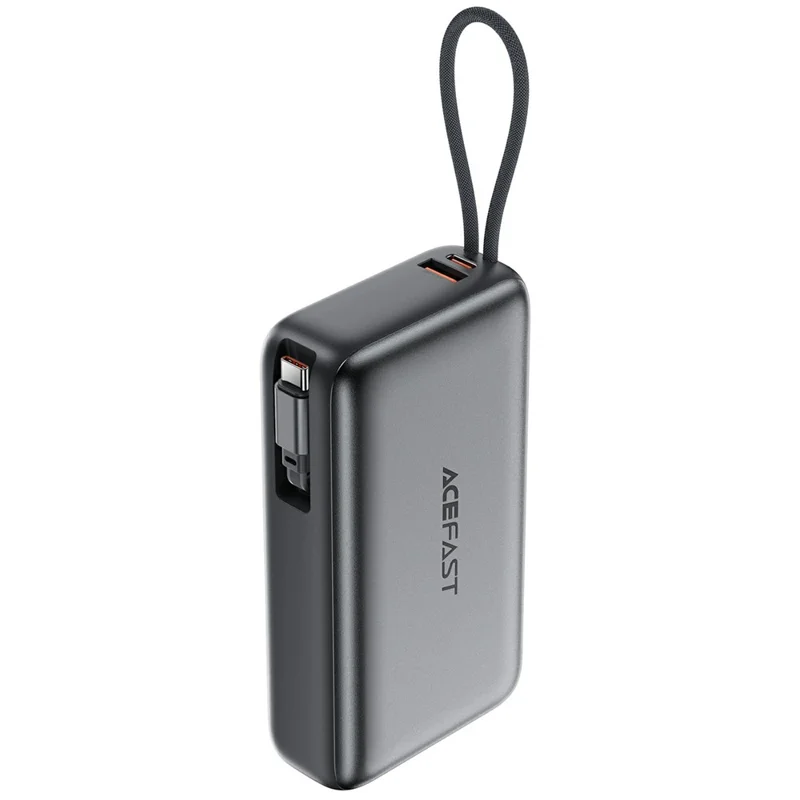 ACEFAST M34-20000 Power Bank 20000mAh PD 45W Fast Charging Battery Pack Portable Charger with Retractable Cable - Metal Grey