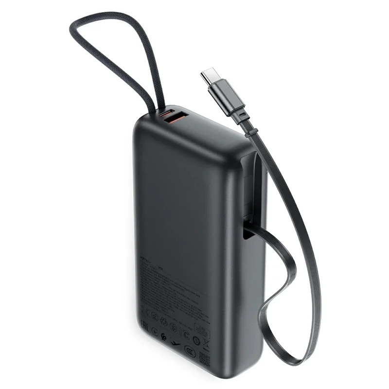ACEFAST M34-20000 Power Bank 20000mAh PD 45W Fast Charging Battery Pack Portable Charger with Retractable Cable - Metal Grey