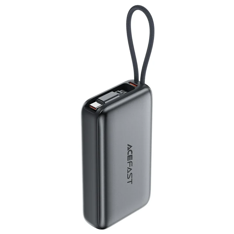 ACEFAST M32-10000 Power Bank 10000mAh PD 35W Fast Charging Portable Charger with Built-in Retractable USB-C Cable - Metal Grey