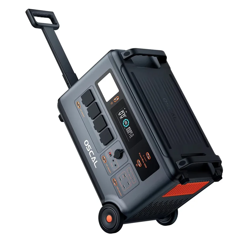 OSCAL PowerMax 3600 Portable Power Station 3600W 3600Wh LiFePO4 Battery 14 Outlets APP Control, 220V / EU Plug - Grey Black