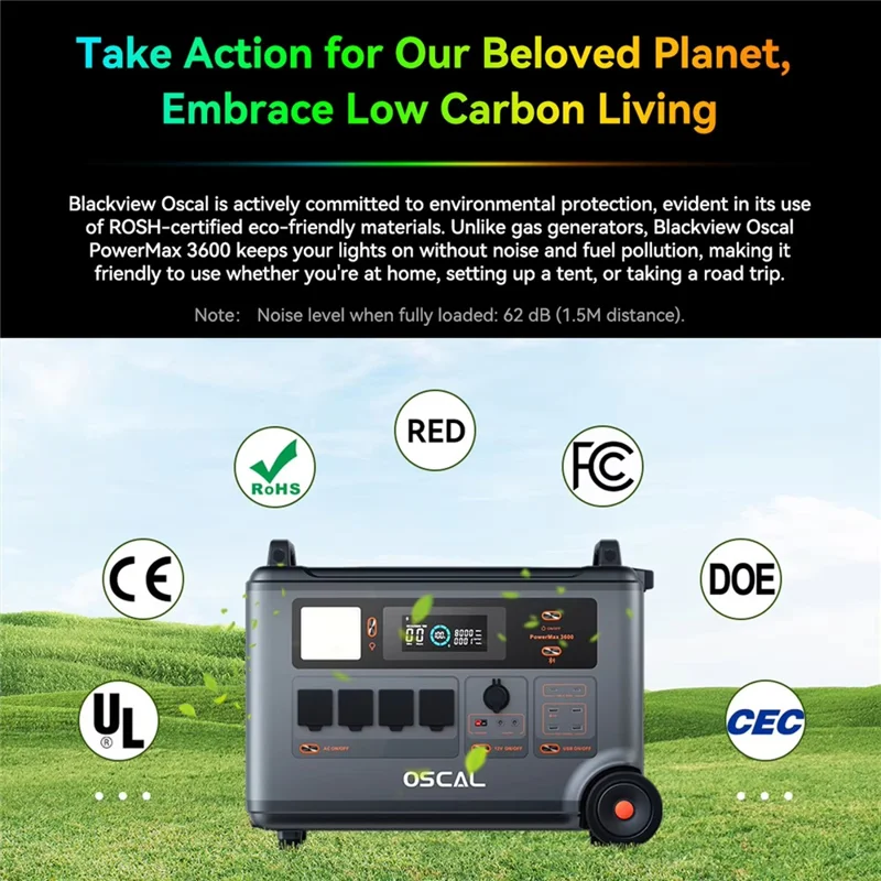 OSCAL PowerMax 3600 Portable Power Station 3600W 3600Wh LiFePO4 Battery 14 Outlets APP Control, 220V / EU Plug - Grey Black