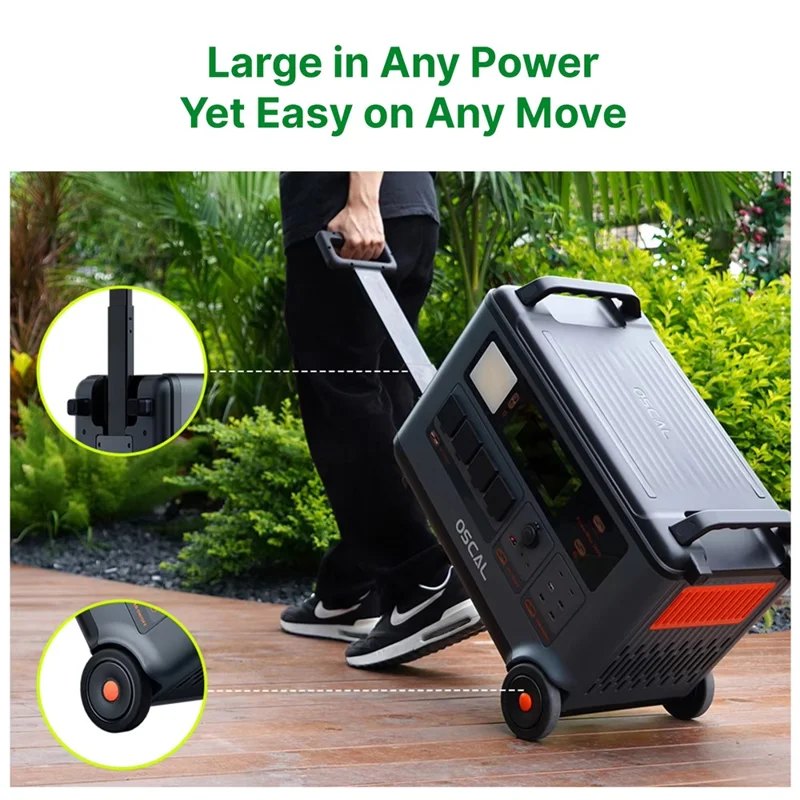OSCAL PowerMax 3600 Portable Power Station 3600W 3600Wh LiFePO4 Battery 14 Outlets APP Control, 220V / EU Plug - Grey Black