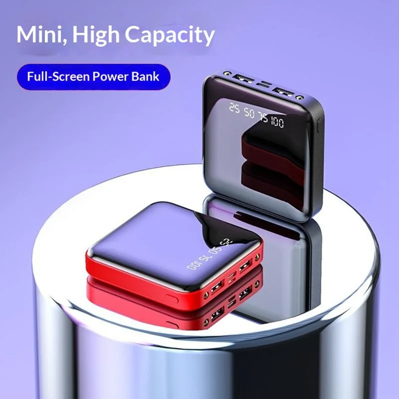 10000mAh Power Bank LCD Digital Display Dual USB Output Portable Charger with LED Flashlight - Red