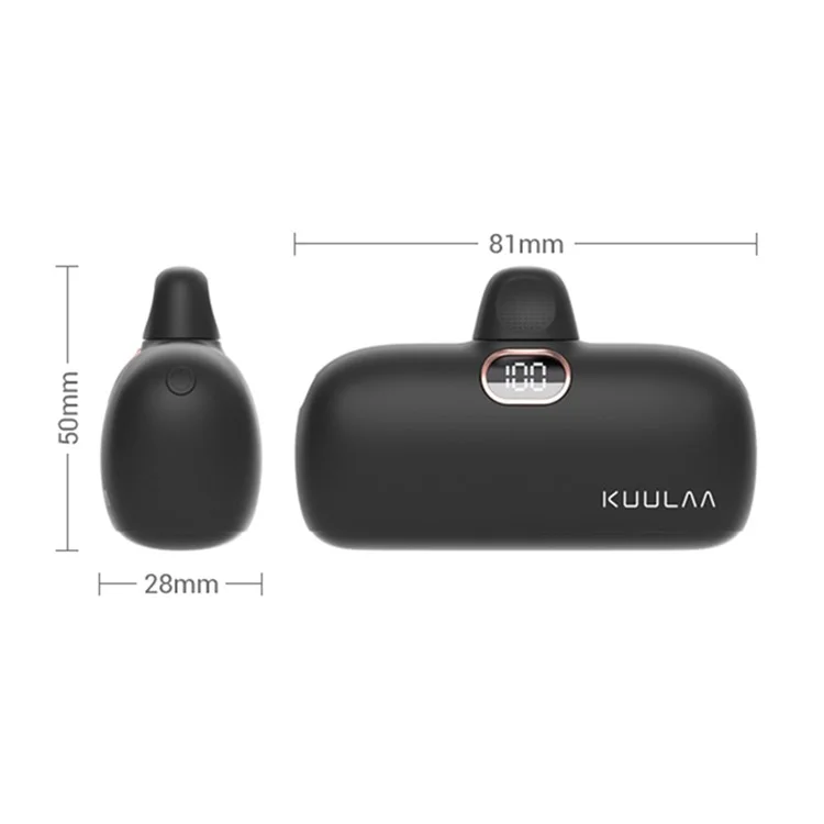 KUULAA KL-YD42-C2 18W 5000mAh Mini Power Bank Digital Display External Battery Charger, Double Type-C Ports - Purple