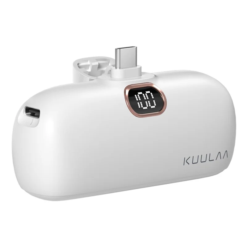 KUULAA KL-YD42-C2 18W 5000mAh Mini Power Bank Digital Display External Battery Charger, Double Type-C Ports - White