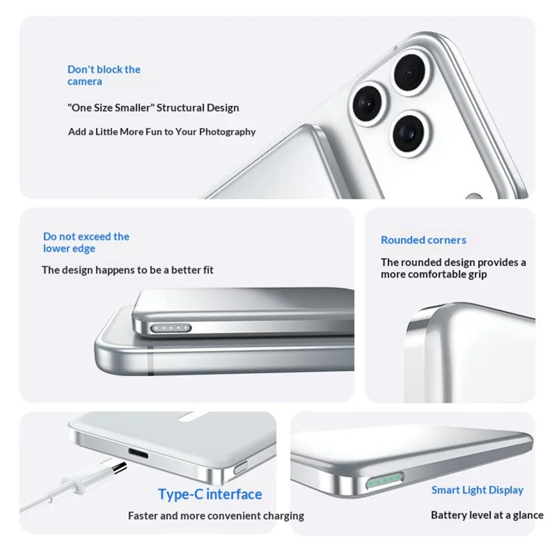 A20A Ultra Thin 5000mAh Qi2.2 Magnetic Power Bank 25W Wireless 35W Type-C Charging - Orange