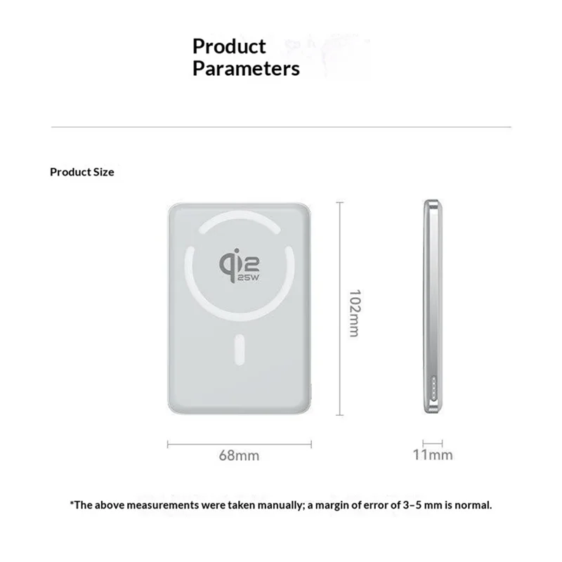 A20A Ultra Thin 5000mAh Qi2.2 Magnetic Power Bank 25W Wireless 35W Type-C Charging - Orange
