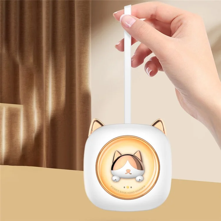 M319 Cute Cartoon Cat Hand Warmer Two Gears Temperature Adjustable 3600mAh Mini Power Bank - Green