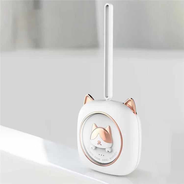 M319 Cute Cartoon Cat Hand Warmer Two Gears Temperature Adjustable 3600mAh Mini Power Bank - Green