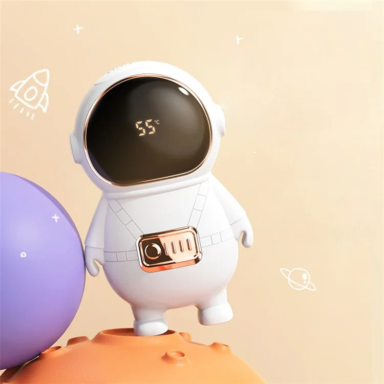 A312 Astronauta Hand Mais Quente Spaceman Aquecedor Elétrico Portátil Banco de Energia Portátil de 1800mAh - Branco