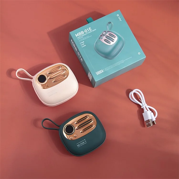 MBB-01E Winter Electric Hand Heater 2 Levels Hand Warmer 5000mAh Power Bank with Digital Display - Pink