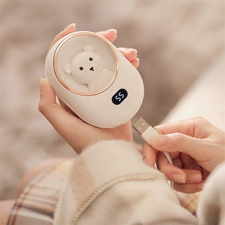K16 Space Capsule Hand Warmer Cute Mini Heater Power Bank 2-in-1 Portable Charger Hand Warmer for Winter - White