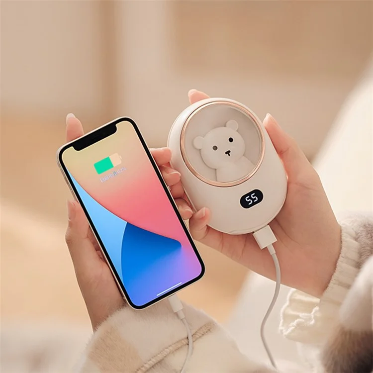 K16 Space Capsule Hand Warmer Cute Mini Heater Power Bank 2-in-1 Portable Charger Hand Warmer for Winter - White