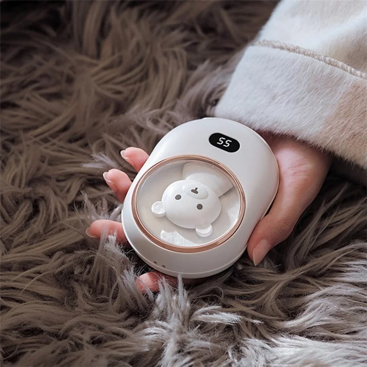 K16 Space Capsule Hand Warmer Cute Mini Heater Power Bank 2-in-1 Portable Charger Hand Warmer for Winter - White