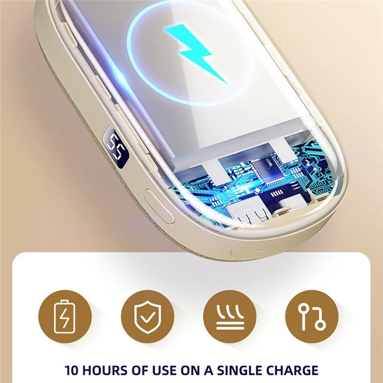 B8 2 in 1 Winter Fast Heating Hand Heater Digital Display 3 Levels Velvet Electric Hand Warmer 10000mAh Power Bank - Aprikose