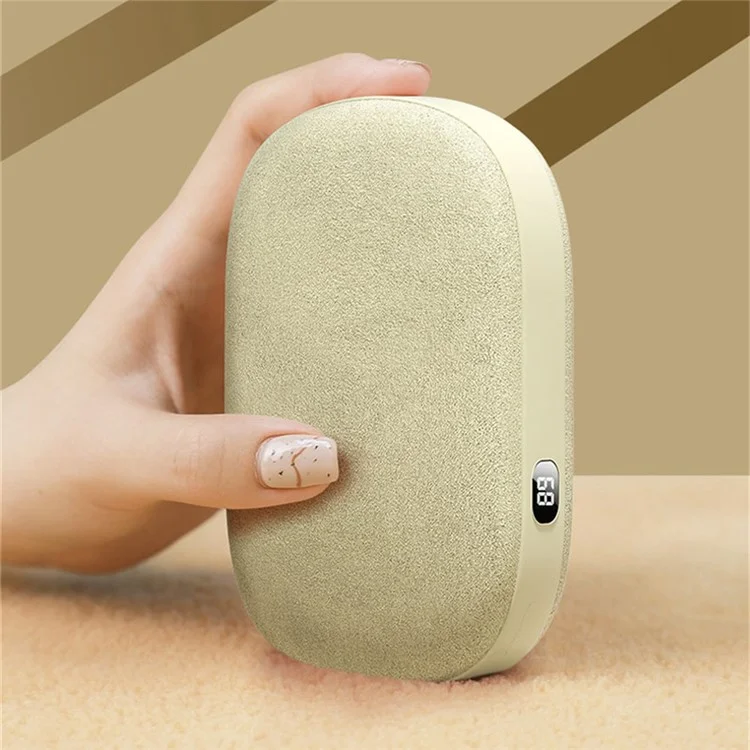 B8 2 in 1 Winter Fast Heating Hand Heater Digital Display 3 Levels Velvet Electric Hand Warmer 10000mAh Power Bank - Aprikose