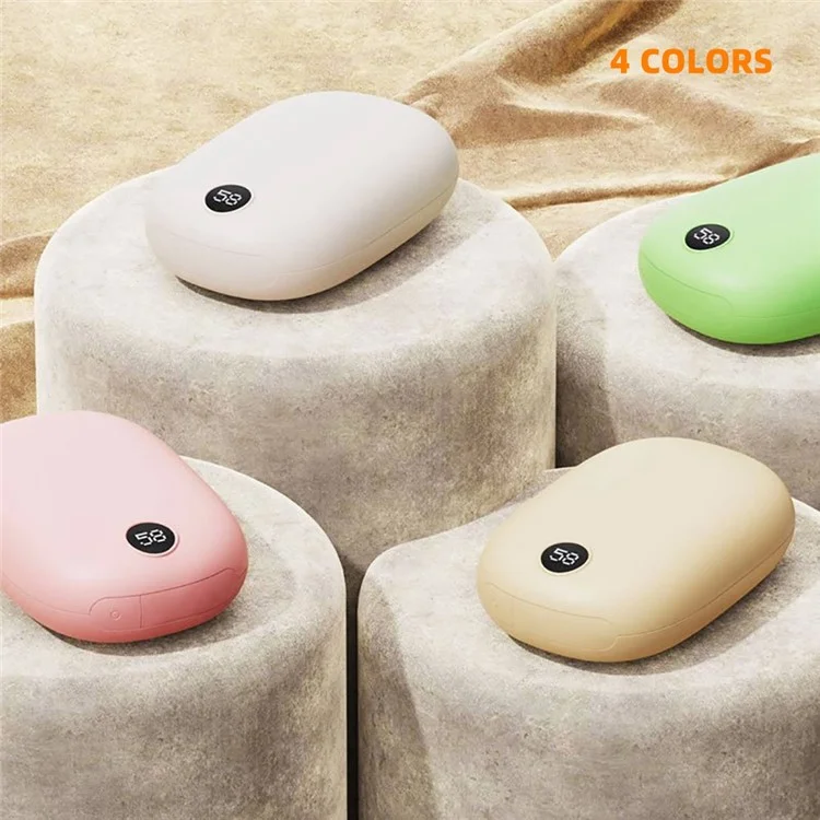 H2 2 in 1 Winter Portable Hand Heater Digital Display 3 Levels Electric Hand Warmer 10000mAh Power Bank - Beige