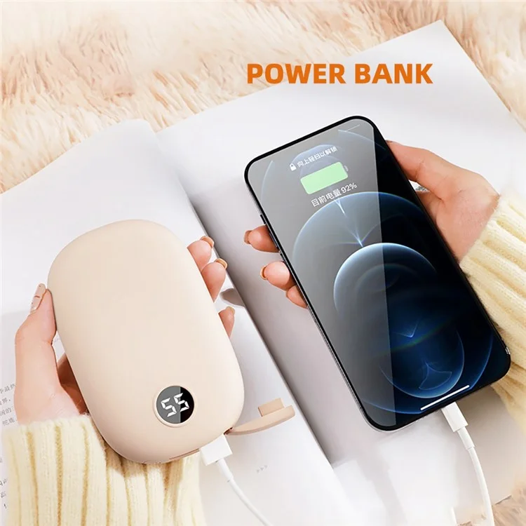 H2 2 in 1 Digital Display Electric Hand Warmer 6000mAh Power Bank Winter Portable Hand Heater - Orange