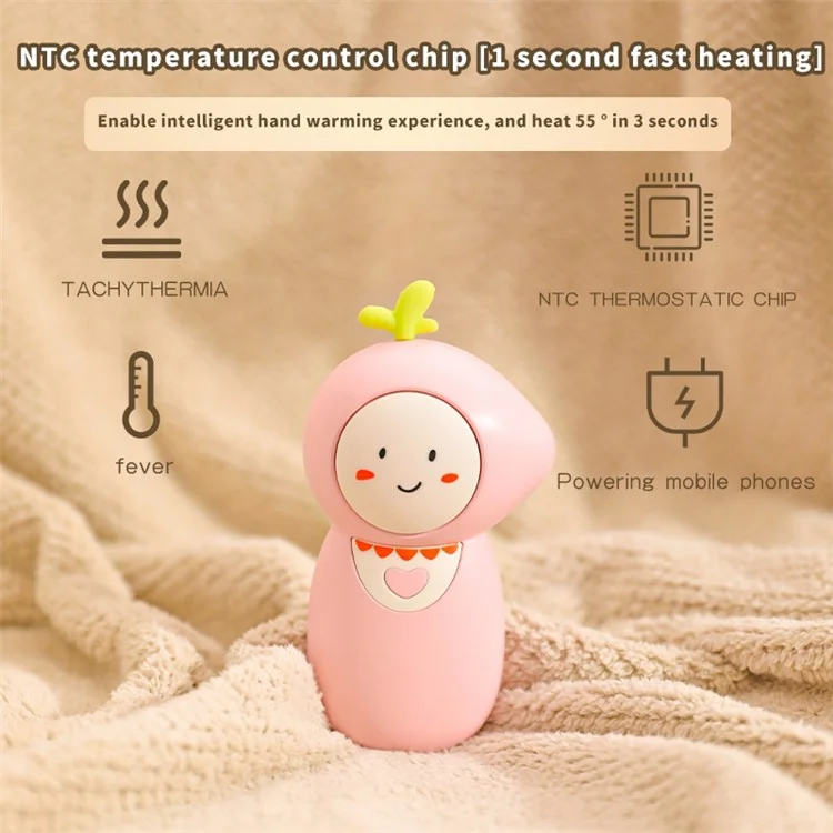 ZNYSB-01 Cartoon Scarecrow Shape Hand Warmer Rechargeable 2200mAh Power Bank Mini Size Phone Charger - Pink