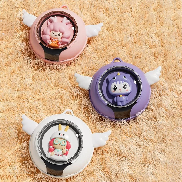 N1 Cartoon Angel Hand Warmer 2 Levels Temperature Adjustable Portable 6020mAh Power Bank with Night Light - Pink