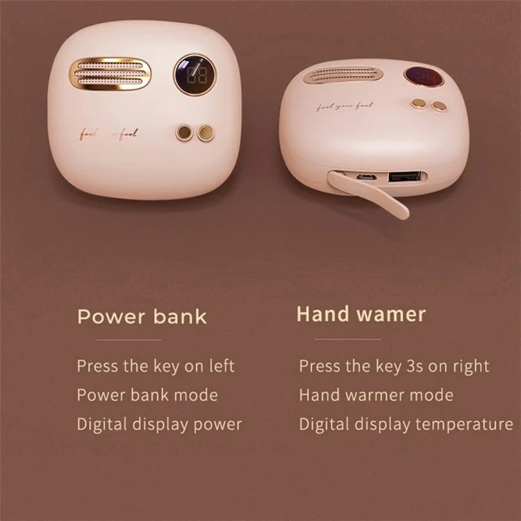 XIAOMIYOUPIN MAOXIN T-40 Digital Display 5000mAh Double-Sided Heating Hand Warmer Power Bank Portable Phone Charger for Winter Home Office - Green